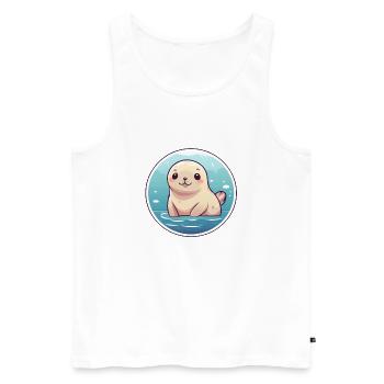 Sceau Kawaii - Débardeur bio Premium Homme - blanc - Devant - Michal (187cm)
