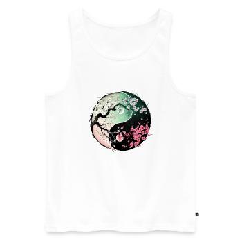 Sakura Yin Yang - Débardeur bio Premium Homme - blanc - Devant - Michal (187cm)