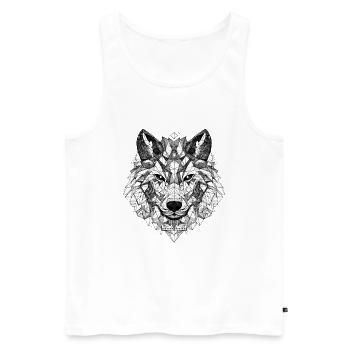 Loup Géométrique - Débardeur bio Premium Homme - blanc - Devant - AI Model Male 178 light (178cm)