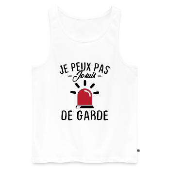 Je peux pas je suis de garde - Débardeur bio Premium Homme - blanc - Devant - Michal (187cm)