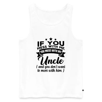 Si tu joues avec moi, tu joues avec mon oncle - Débardeur bio Premium Homme - blanc - Devant - AI Model Male 178 light (178cm)