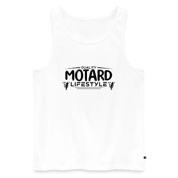 Motard MEILLEUR MOTARD Moto Lifestyle - Débardeur bio Premium Homme - blanc - Devant - Michal (187cm)