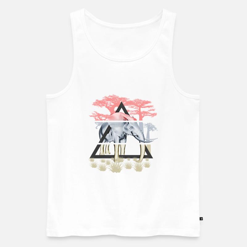 Weiser Elefant der Savanne - Männer Premium Bio Tank Top - Weiß
