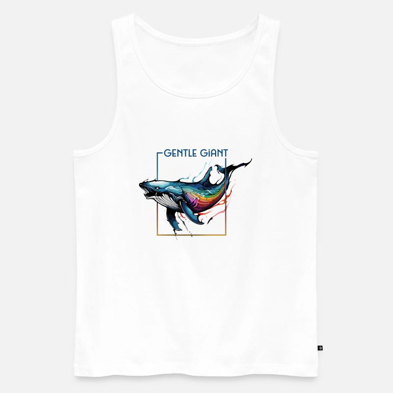 Strahlender Regenbogenwal - Der sanfte Riese - Männer Premium Bio Tank Top - Weiß