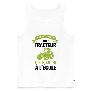 Né Pour Conduire Un Tracteur Cadeau Humour - Débardeur bio Premium Homme - blanc - Devant - Michal (187cm)