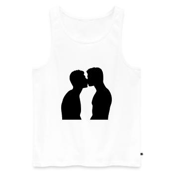Baiser de la Gay Pride - Débardeur bio Premium Homme - blanc - Devant - Michal (187cm)