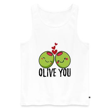 Olive You | Ich Liebe Dich | Valentinstag Herz - Männer Premium Bio Tank Top - Weiß - Vorne - Michal (187cm)