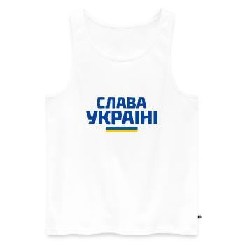 Slava ukraini - Männer Premium Bio Tank Top - Weiß - Vorne - AI Model Male 178 light (178cm)