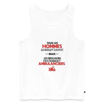 Phrase humour drôle ambulanciers / ambulance - Débardeur bio Premium Homme - blanc - Devant - Michal (187cm)