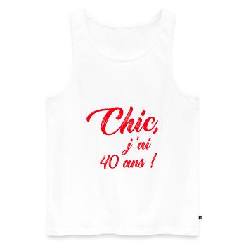 anniversaire chic j'ai 40 ans ! rouge - Débardeur bio Premium Homme - blanc - Devant - Michal (187cm)