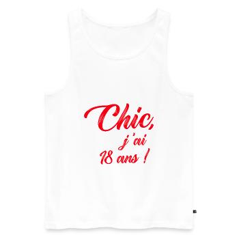 anniversaire chic j'ai 18 ans ! rouge - Débardeur bio Premium Homme - blanc - Devant - Michal (187cm)