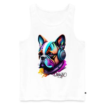 RAP MUSIC, FRENCH BULLDOG - Men's Premium Organic Tank Top - white - Front - AI Model Male 178 light (178cm)