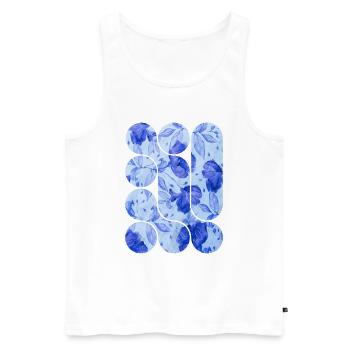 Blue Floral Elegance - Men's Premium Organic Tank Top - white - Front - Michal (187cm)
