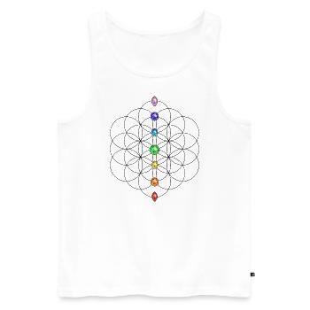 Flower of Life with Rainbow Chakras - Men's Premium Organic Tank Top - white - Front - Michal (187cm)
