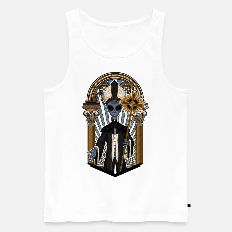 Der außerirdische Papst - Farbversion - Männer Premium Bio Tank Top - Weiß