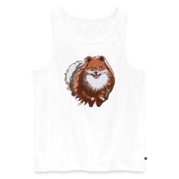 Süßer Spitz rennt auf dich zu - Spitz Hund Design - Männer Premium Bio Tank Top - Weiß - Vorne - AI Model Male 178 light (178cm)