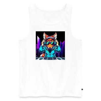 DJ Fox - Männer Premium Bio Tank Top - Weiß - Vorne - Michal (187cm)