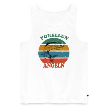 Retro Forellen Angeln - Männer Premium Bio Tank Top - Weiß - Vorne - Michal (187cm)