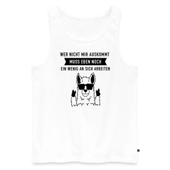 Wer Nicht Mit Mir Auskommt - Lama Alpaka Spruch - Männer Premium Bio Tank Top - Weiß - Vorne - Michal (187cm)