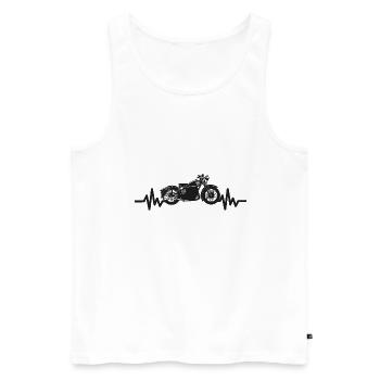 Moto Heartbeat - Motard - Chopper - Liberté - Débardeur bio Premium Homme - blanc - Devant - Michal (187cm)