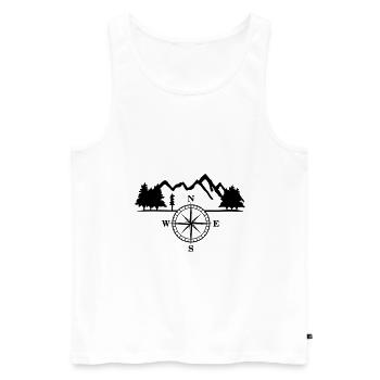 Mountains, Trees and Compass, Survival - Débardeur bio Premium Homme - blanc - Devant - AI Model Male 178 light (178cm)