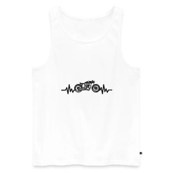 Moto Heartbeat - Motard - Chopper - Liberté - Débardeur bio Premium Homme - blanc - Devant - Michal (187cm)