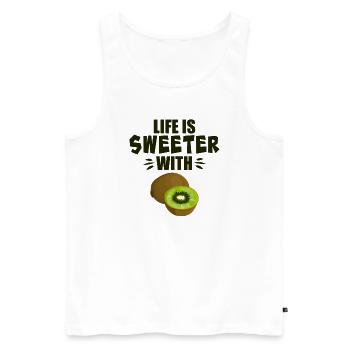 Das Leben ist süßer mit Kiwi - Männer Premium Bio Tank Top - Weiß - Vorne - AI Model Male 178 light (178cm)