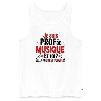 Prof Professeur Musique Métier Collège Lycée - Débardeur bio Premium Homme - blanc - Devant - Michal (187cm)