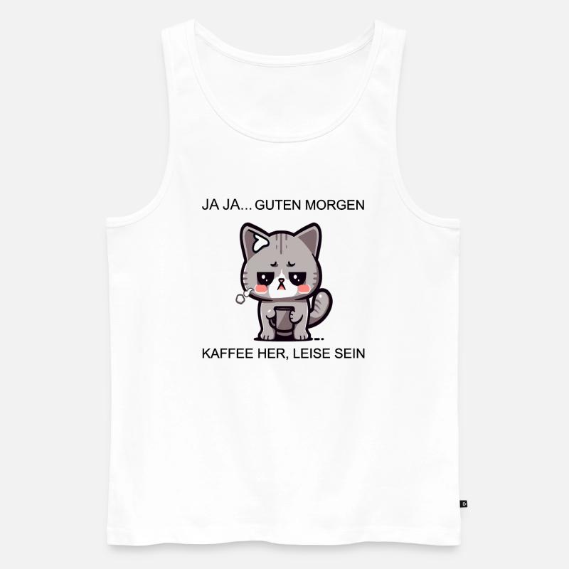 Coffecatfinal - Männer Premium Bio Tank Top - Weiß