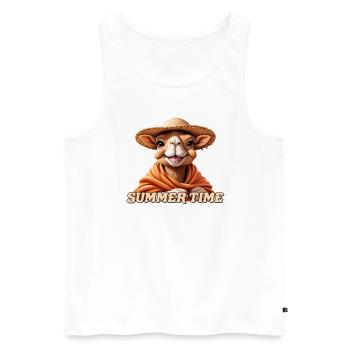 Kamel - Männer Premium Bio Tank Top - Weiß - Vorne - Michal (187cm)