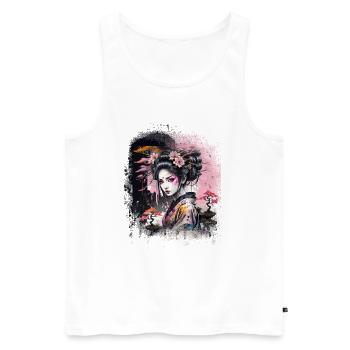 geisha, graffiti,kawaii,anime,frau,asiatin - Männer Premium Bio Tank Top - Weiß - Vorne - Michal (187cm)
