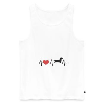 Chien à quatre pattes teckel coeur battement de cœur cadeau amour - Débardeur bio Premium Homme - blanc - Devant - Michal (187cm)