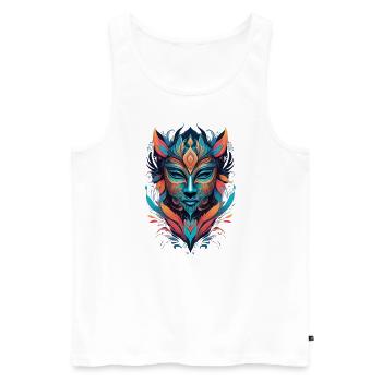 "Vivid Mask" - Männer Premium Bio Tank Top - Weiß - Vorne - AI Model Male 178 light (178cm)