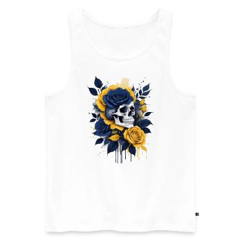 Flora Skull - Men's Premium Organic Tank Top - white - Front - Michal (187cm)