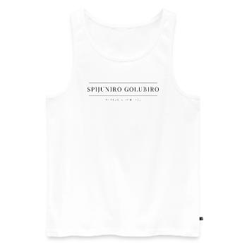 Spijuniro Golubiro - Débardeur bio Premium Homme - blanc - Devant - AI Model Male 178 light (178cm)