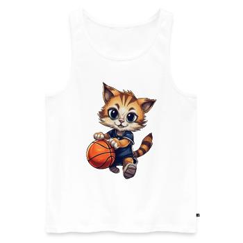 Chaton de basket-ball - Débardeur bio Premium Homme - blanc - Devant - Michal (187cm)