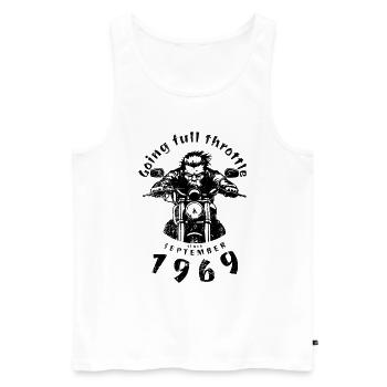 55. Geburtstag Going full throttle since 09/1969 - Männer Premium Bio Tank Top - Weiß - Vorne - Michal (187cm)