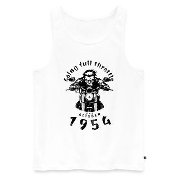 70. Geburtstag Going full throttle since 10/1954 - Männer Premium Bio Tank Top - Weiß - Vorne - Michal (187cm)