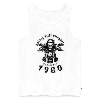 44. Geburtstag Going full throttle since 12/1980 - Männer Premium Bio Tank Top - Weiß - Vorne - Michal (187cm)