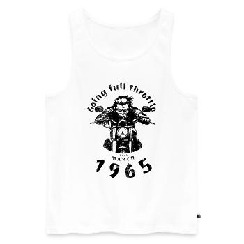60. Geburtstag Going full throttle since 03/1965 - Männer Premium Bio Tank Top - Weiß - Vorne - Michal (187cm)