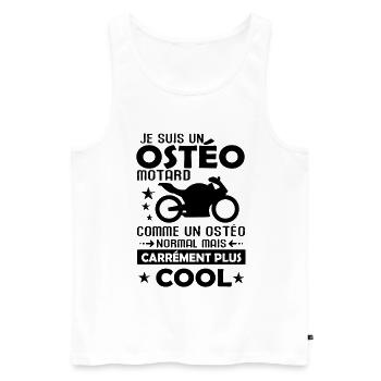 Ostéo cadeau drôle ostéopathe motard moto biker - Débardeur bio Premium Homme - blanc - Devant - AI Model Male 178 light (178cm)