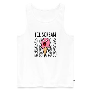 Ice Scream, jeu de mots à crème glacée amusant - Débardeur bio Premium Homme - blanc - Devant - AI Model Male 178 light (178cm)