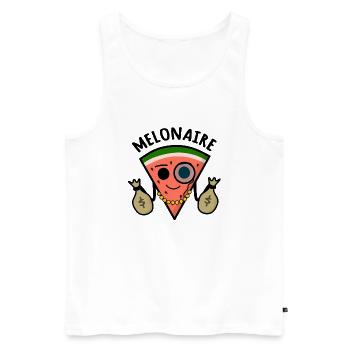 Melonaire : Jeu de mots millionnaire melon - Débardeur bio Premium Homme - blanc - Devant - AI Model Male 178 light (178cm)