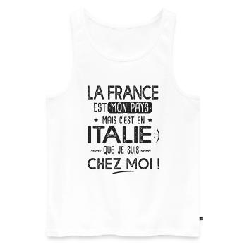 Italie c est chez moi Humour franco italien - Débardeur bio Premium Homme - blanc - Devant - AI Model Male 178 light (178cm)
