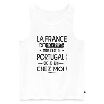 portugal c est chez moi Humour franco portugais - Débardeur bio Premium Homme - blanc - Devant - AI Model Male 178 light (178cm)