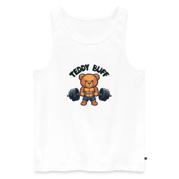 Teddy Bear Weight Lifting Gym Pun - Men's Premium Organic Tank Top - white - Front - Michal (187cm)