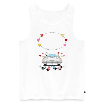 Hochzeitsauto mit Sprechblase in Silber - Männer Premium Bio Tank Top - Weiß - Vorne - AI Model Male 178 light (178cm)