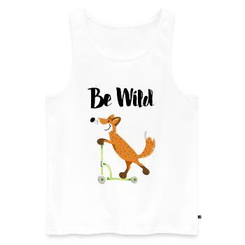 Be Wild Fuchs mit seinem Roller - Kinder - Lustig - Männer Premium Bio Tank Top - Weiß - Vorne - AI Model Male 178 light (178cm)