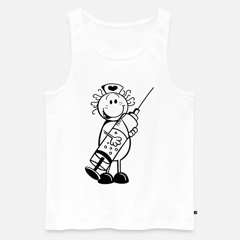 Krankenschwester Strichmännchen - Geschenk - Männer Premium Bio Tank Top - Weiß
