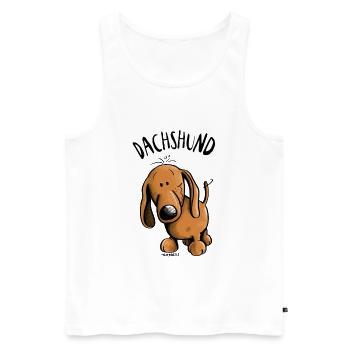 Drolliger Dachshund - Dackel - Teckel - Männer Premium Bio Tank Top - Weiß - Vorne - AI Model Male 178 light (178cm)